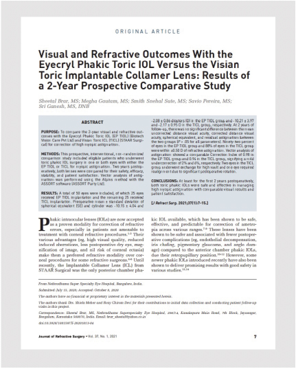 Journal of RefractiveSurgery 2021年1月号